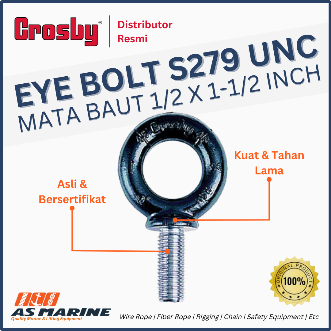 crosby usa eye bolt atau mata baut s279 unc 1/2 x 1 1/2 inch